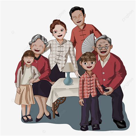 Kartun Keluarga Potret Keluarga Bahagia Png Transparan Bawah Kartun