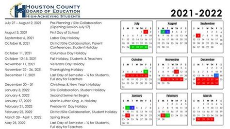Houston County School Board Approves Calendar For 2021 2022