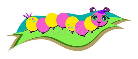 Colorful Caterpillar On A Leaf Stock Vector Illustration Of Cute