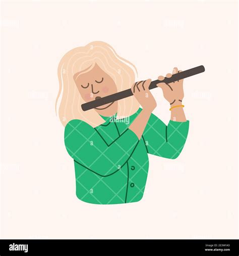 Girl Flute Stock Vector Images Alamy