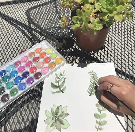 Green And White Aesthetic Watercolor Painting