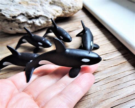 Miniature Killer Whale Orca Animal Figures Figurines Dollhouse Etsy Uk