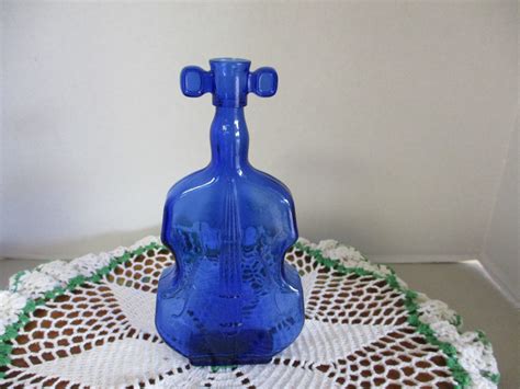 Vintage Blue Glass Violin Bottle 3 Etsy