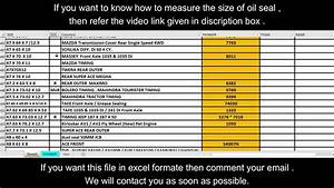 List Of All Oil Seal Its Sizes In Mm And Inches And Its