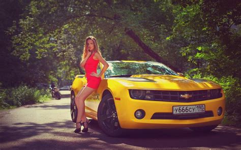 Download Woman Girls And Cars Wallpaper
