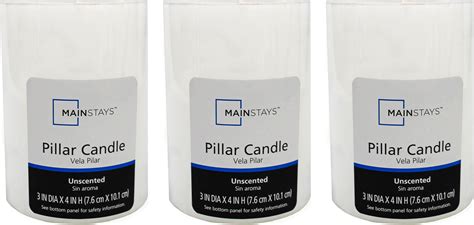 Mainstays Unscented Pillar Candles 3x4 Inches White 3 Pack