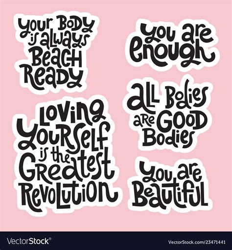 Body Positive Quotes Royalty Free Vector Image