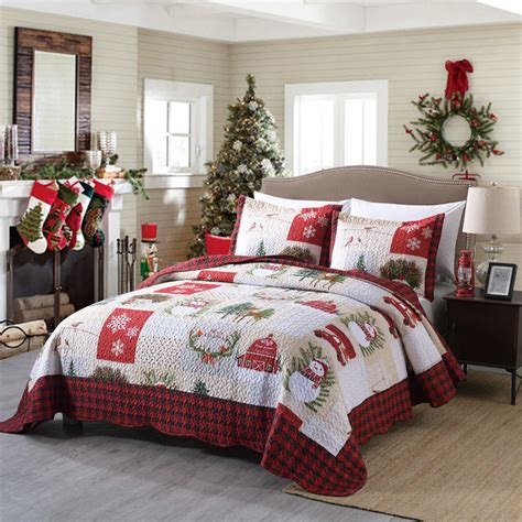 Marcielo 3 Piece Christmas Quilt Set Bedspread Set By013