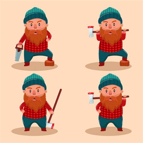 Premium Vector Collection Of Cute Lumberjack Illustration