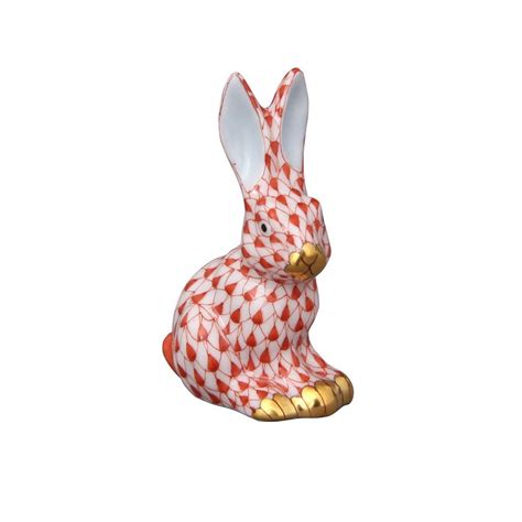 Herend Porcelain Miniature Sitting Rabbit Figurine Rust