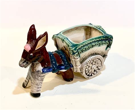 Vintage Donkey And Cart Ceramic Planter Succulent Planter Etsy