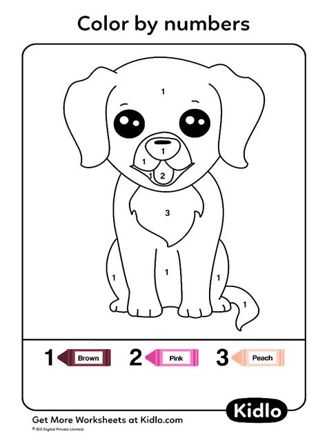 Color By Numbers Dogs Worksheet 03