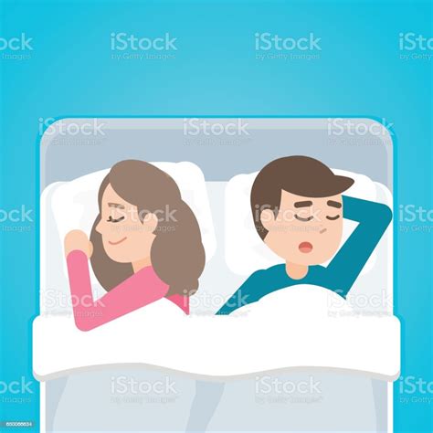 Ilustración De Pareja Jovenesposos Hombre Y Mujer Durmiendo En La Cama