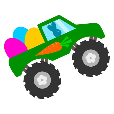 Easter Monster Truck Svg File With Easter Bunny And Easter Etsy