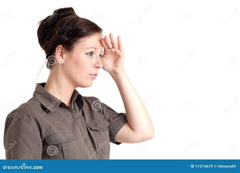 Young Woman Looking Far Away Stock Image Image Of Distance Emotion