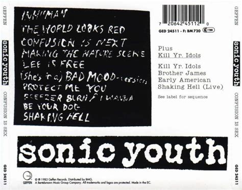 Carátula Trasera De Sonic Youth Confusion Is Sex Portada