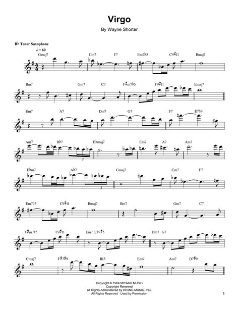 Virgo Sheet Music By Wayne Shorter Tenor Sax Transcription 165503