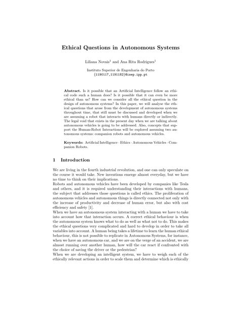 Pdf Ethical Questions In Autonomous Systems