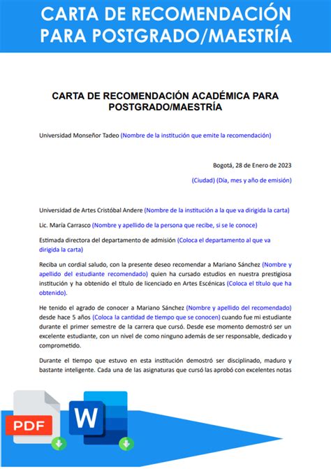 Modelo De Carta De Recomendacion Academica Para Posgrado Noticias
