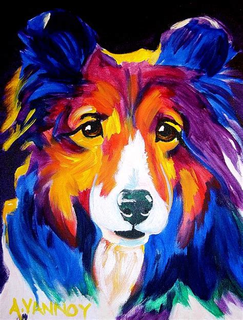 Colorful Acrylic Dog Paintings Tobie Byers