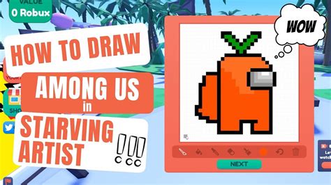 How To Draw Among Us In Starving Artist Roblox Step By Step Youtube