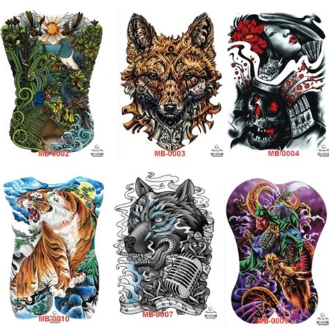 Wholesale Fake Transfer Full Back Waterproof Removable Temporary Tattoo