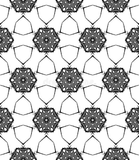 Black And White Medallion Seamless Pattern Hand D Stock Illustration