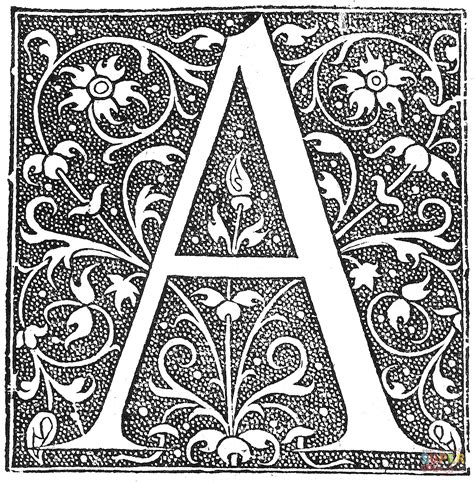 Ornate Letter A Coloring Page Free Printable Coloring Pages