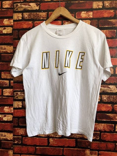 Nike Vintage 90s Nike Block Logo Print White Tshirt Size Women L