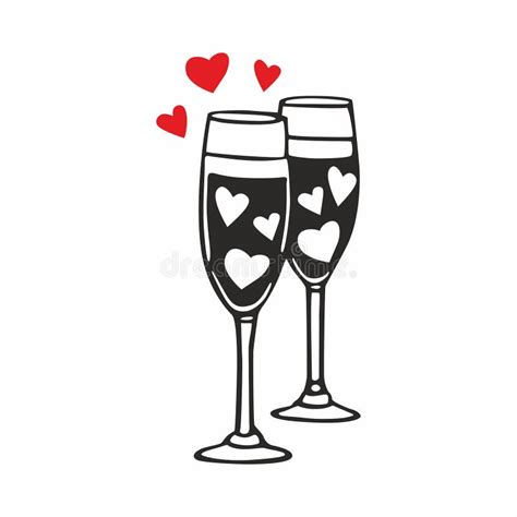 Champagne Glasses With Hearts Stock Vector Illustration Of Married Luxury 110464746