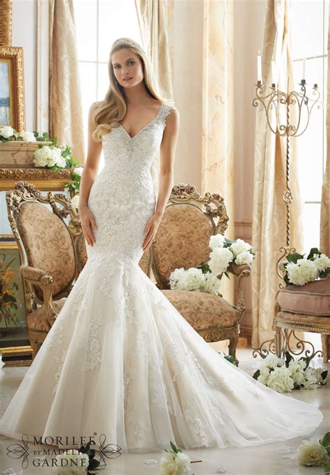 Wedding Dress Mori Lee Bridal Fall 2016 Collection 2878 Contoured Straps With Diamante