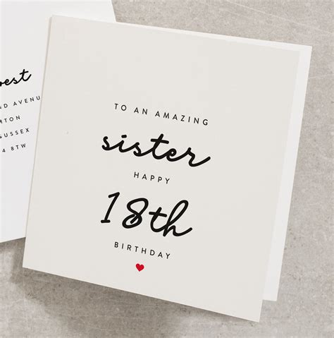 To An Amazing Sister Happy 18th Birthday Sister Birthday Card Etsy Uk