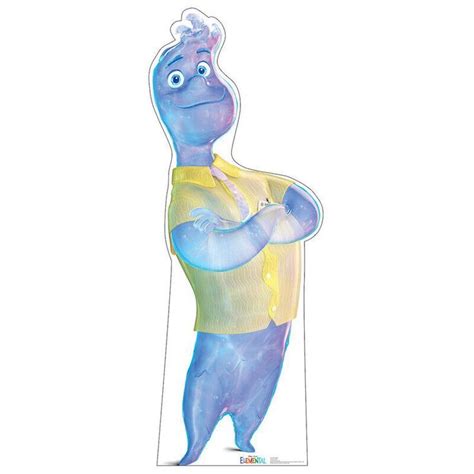 An Inflatable Blue And Yellow Cartoon Character With Arms Crossed