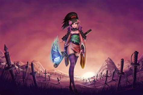 Female Character With Sword Digital Wallpaper Artwork Fantasy Art
