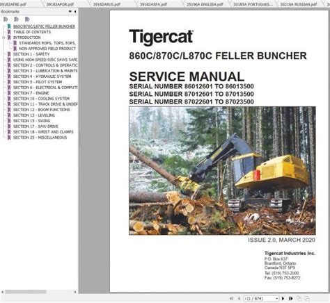 Tigercat 860C 870C L870C Feller Buncher Operator Service Manuals