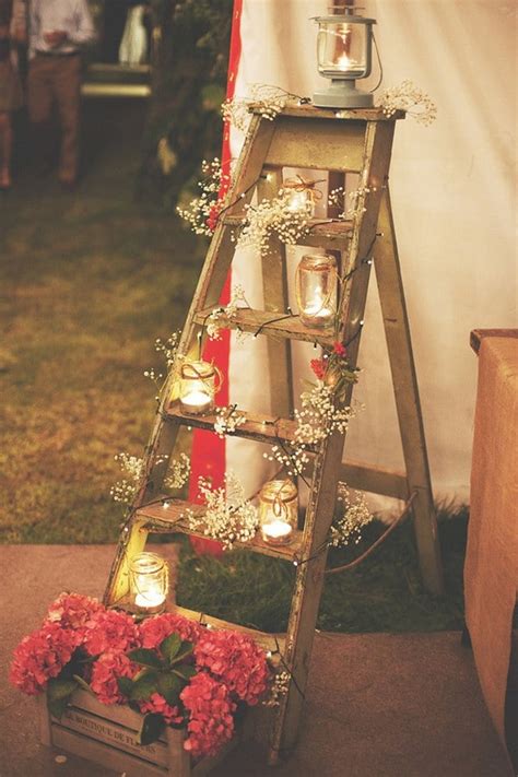 20 Rustic Vintage Ladder Wedding Decoration Ideas Oh The Wedding Day