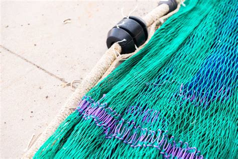 Industrial Fishing Equipment Fishnets And Fishing Lines Lying On