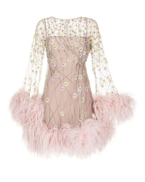 Rachel Gilbert Lennox Feather Trim Minidress In Pink Lyst Uk