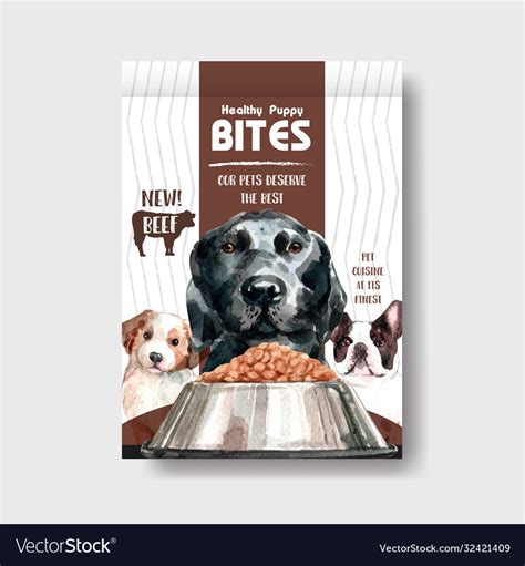 Packaging Template With Dogs And Food Design Vector Image
