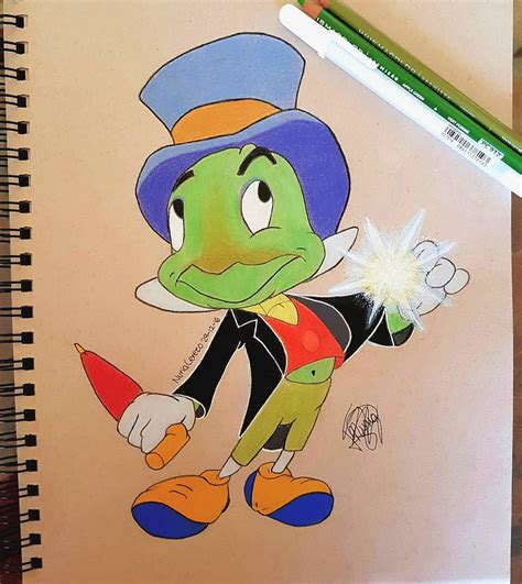 Jiminy Cricket Pinocho Pencilcolors Disneyart Disneyartfeatures