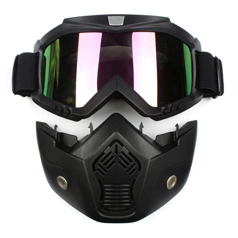 Detachable Modular Helmet Face Mask Shield Goggles Colorful Lens