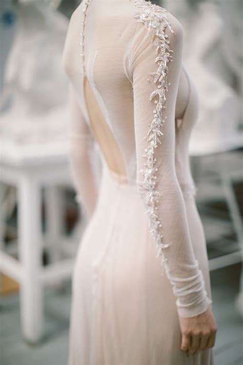Ivory Turtleneck Wedding Gown Hoarfrost Dawn Long Sleeve Bridal