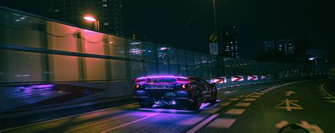 2560x1024 Lamborghini Neon Lights On Road 4k 2560x1024 Resolution Hd 4k