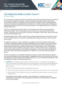 Check spelling or type a new query. ICC Force Majeure and Hardship Clauses - ICC ...