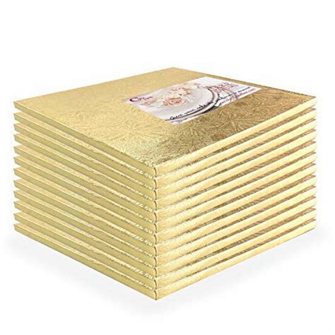 Getuscart Cake Drums Square 14 Inches Gold 12 Pack Sturdy 12