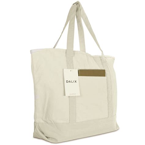 22 Heavy Duty Cotton Canvas Tote Bag Zippered Natural Ebay