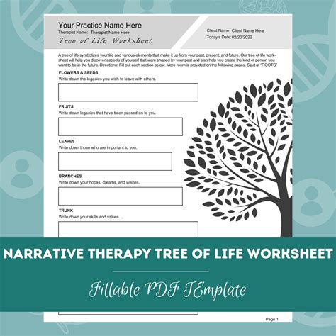 Buy Narrative Therapy Tree Of Life Worksheet Editable Fillable PDF Template For Counselors