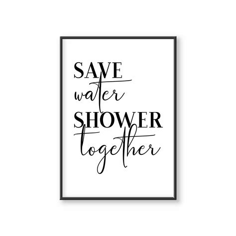 Bathroom Print Save Water Shower Together Poster Print Funny Etsy Uk