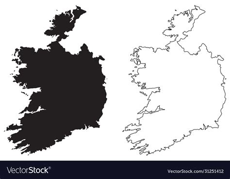 Ireland Country Map Black Silhouette And Outline Vector Image