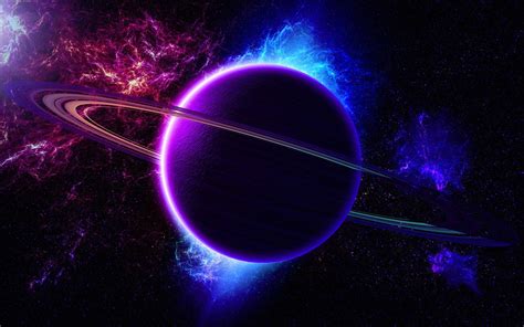 Download Saturn In Colorful Galaxy Wallpaper